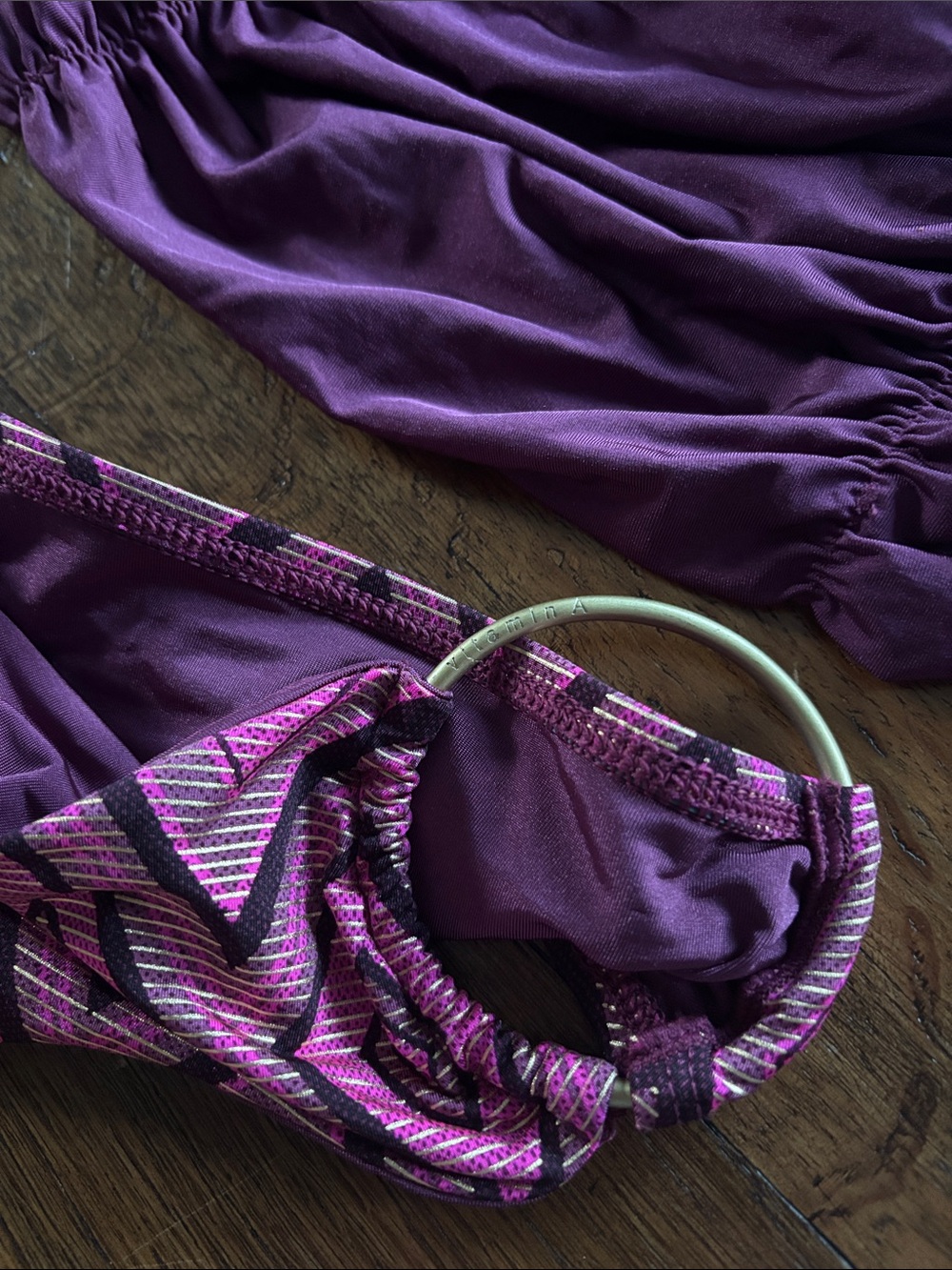 Vitamin A Ruched Halter Tankini Set in Plum - Picture 15 of 16